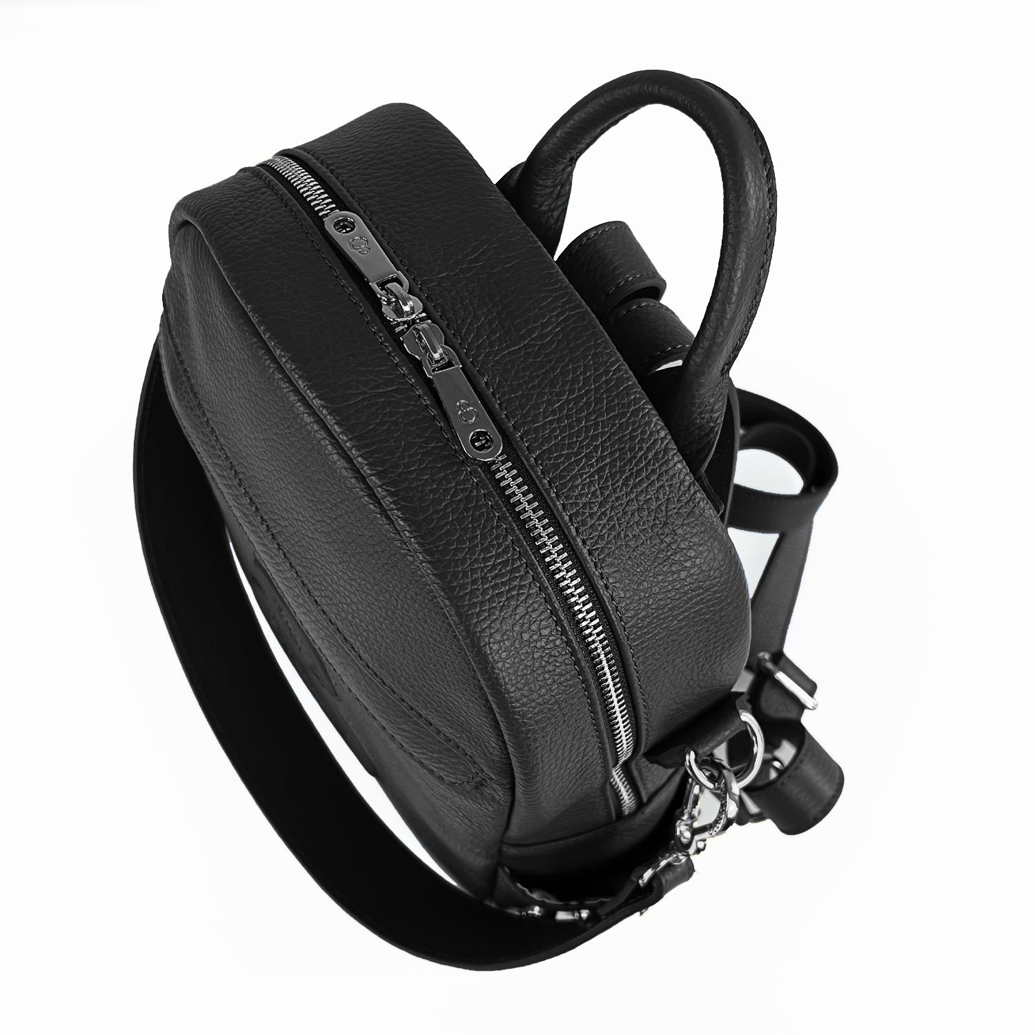 Niki Black – Backpack – Textured Leather – Dark Nickel