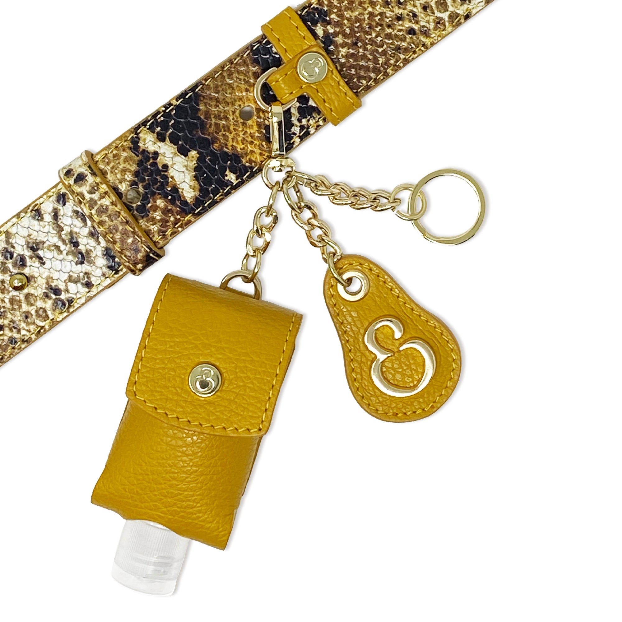 Mustard Gel Holder – Textured Leather – Gold